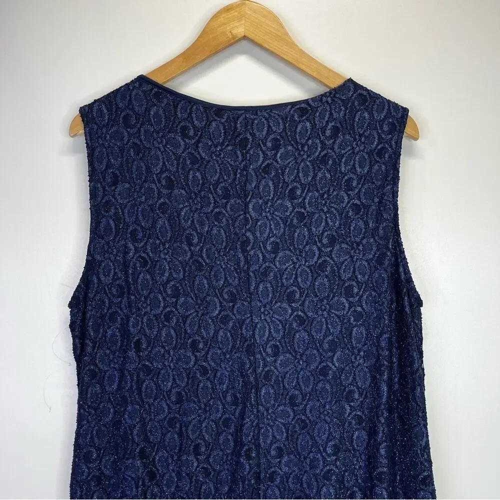 R&M Richards Beaded Neck Lace dress navy blue - 18d - Picture 7 of 9